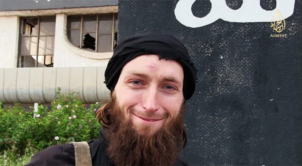 The German known as Silvio K., shown here in a jihadist recruitment video, last week threatened to bomb an American nuclear weapons storage facility located in Germany.